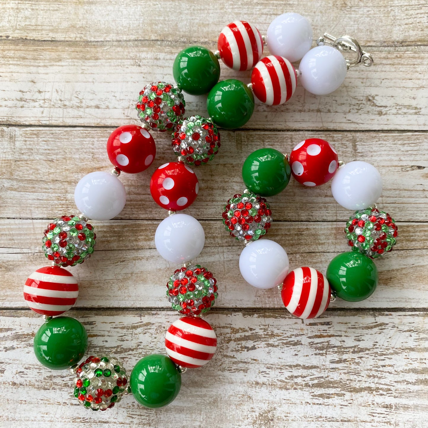 Christmas Bubblegum Necklace and Bracelet